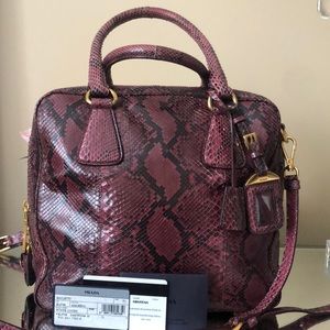 PRADA Purple Snakeskin Bauletto BL0756 Satchel Purse Bag
